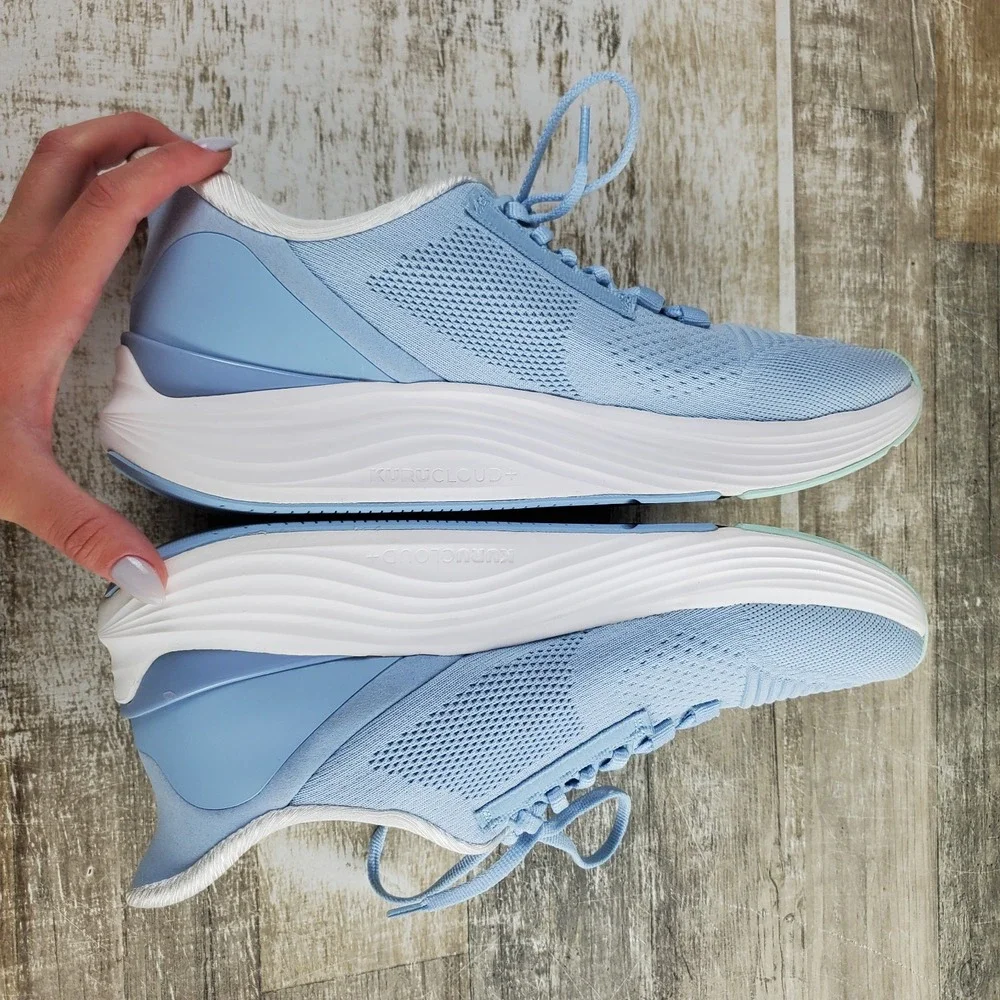 KURU Atom 2 Womens Shoes Sz 11 W Running Mist Blue Bright White Lace Up Sneakers